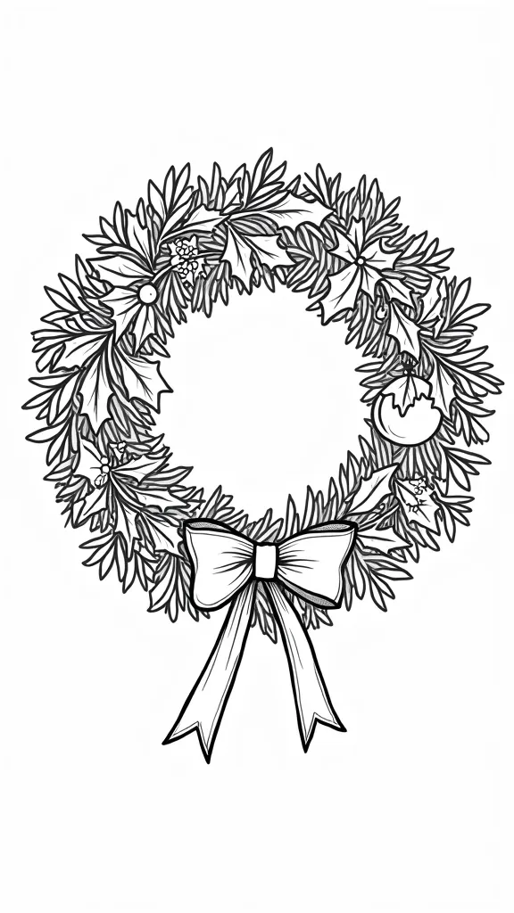 coloriage de Noël en couronne